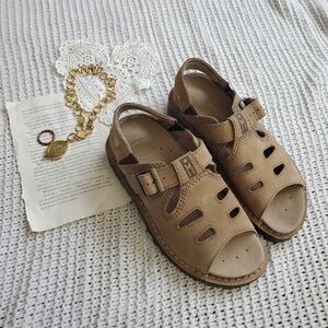 Genuine Leather Dr Marten Inspired Strap Cut Out Sandals Size 8